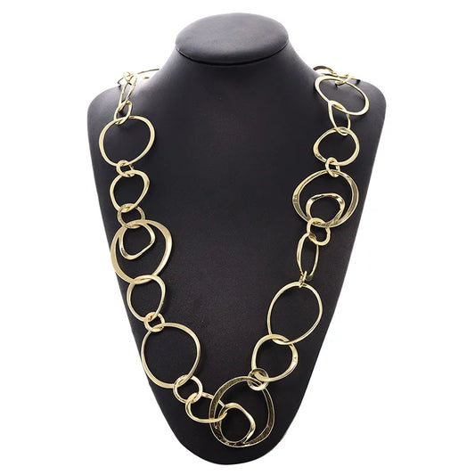 Shineland 2023 New Fashion Exaggerated Charms Long Chains Metal Necklace Luxury Jewelry for Women Statement Punk Bijoux Gift - Women Jewellery - Girl Jewellery