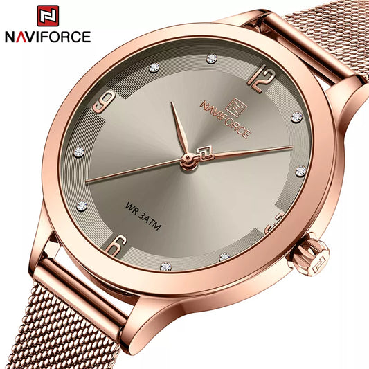 NAVIFORCE New Fashion Luxury Brand Stainless Strap Quartz Relogio Feminino women watch