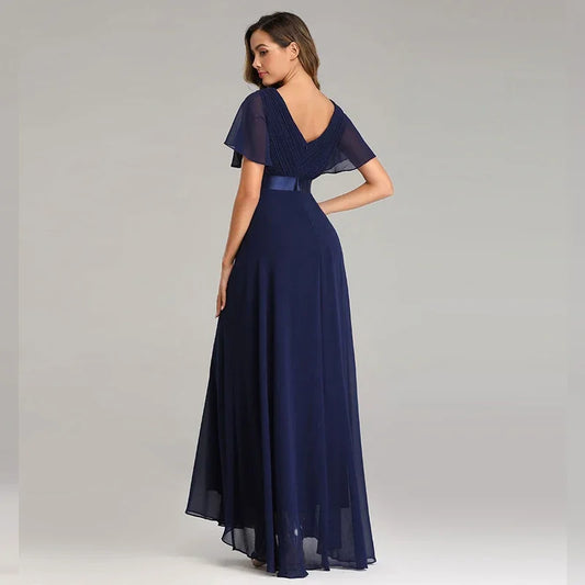 Beauty-Emily Elegant Evening Dresses V-Neck Chiffon Dress Party Gown Long Formal Gown Robe De Soiree Maxi Dress women prom