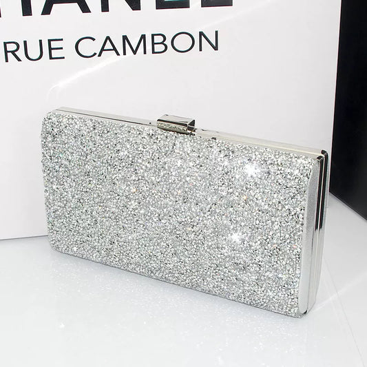 Silver Bling Crossbody Evening Luxury Clutch Party Diamond women purse