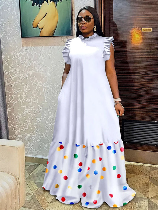 Wmstar Plus Size Dresses for Women Party Summer Clothes Patchwork Elegant Full Length Fashion Maxi Dress Wholesale Dropshipping Women Plus Size Clothing