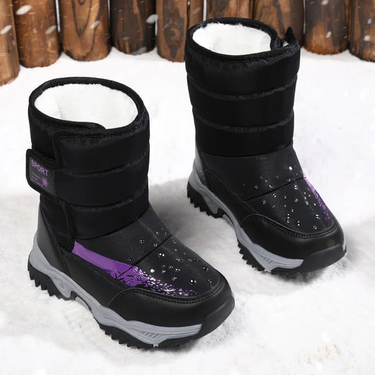 YISHEN Winter Children Warm Plush Waterproof Non-Slip Snow Boots For Kids Rubber Sole Fashion Outdoor Boys Girls Shoes