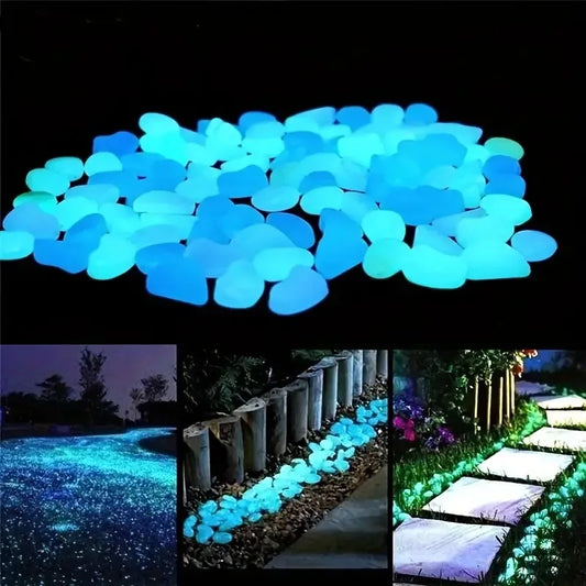 50/100Pcs Glow in the Dark Garden Pebbles For Sidewalk Garden Terrace Lawn Fish Tank Aquarium Decoration Glow Stone Patio Garden