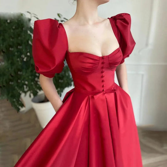 Red Elegant Women Homecoming Dresses Satin Side Slit Graduation Party Gowns Formal Vestido De Fiesta robes de soirée Women Prom - Women Contemporary
