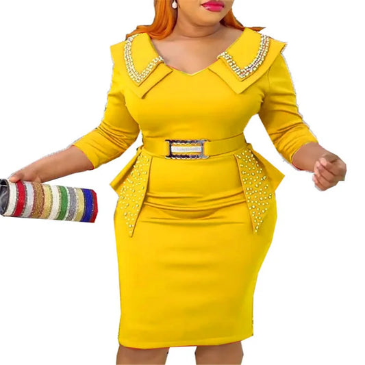 3XL 4XL Plus Size Dresses For Woman Turkey African Bodycon Office Ladies Dress Party Gown Ankara Dashiki Outfits Clothes Women Dress For Work - Women Plus Size Clothing