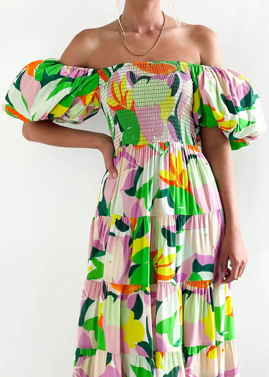 Woman Floral Printed Bodycon Party Beach Vacation long Dress New Fashion Woman Sexy Dress Clothing Robe Female Beach Dress Women Casual