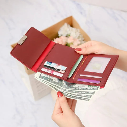 Short Wallet Coin for Ladies Girl Money Pocket Fashion Luxury Design Card Holder Female Simple PU Leather Wallets women purse