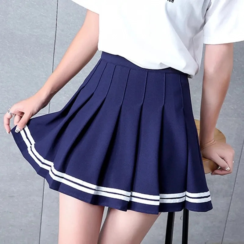 Women Mini Pleated High Waisted Plain Skater Tennis Golf Skort with Lining Shorts School Girl Uniform Girl Skirt