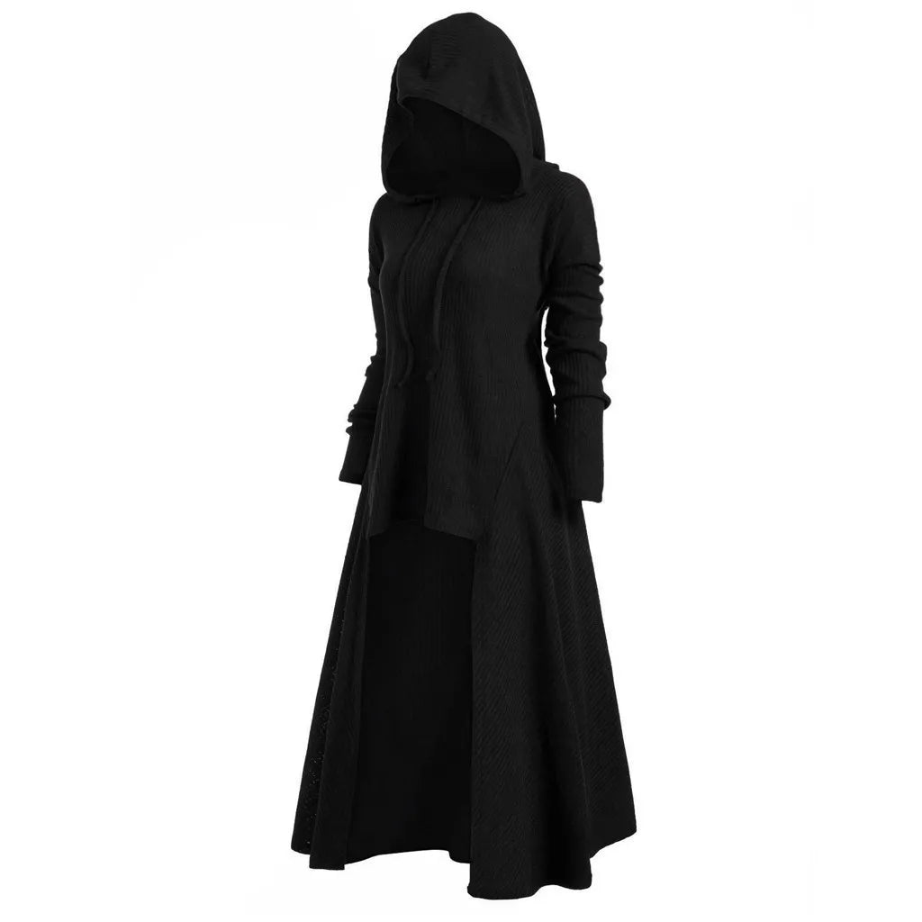 Gothic Punk Jacket Woman Black Hooded Plus size Winter Coat Female Long Womens Jackets And Coats Clothing Capes & Ponchos Women Prom