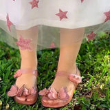 New Children's Sparkle Butterfly Jelly Original Mini Melissa Princess Beach Sandals Fashion PVC Sequin Girls Shoes