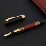 High Quality 530 Golden Carving Mahogany Luxury Business School  Fountain Pen New Ink Pen Office Supplies