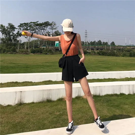 Black Summer Fashion NEW Casual Clothes Solid color egan Hip hop punk Pocket dropshipping harajuku vintage women short