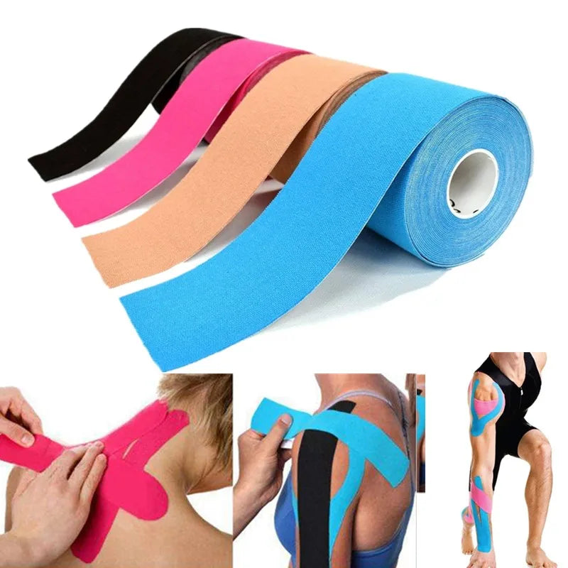 5M Breathable Cotton Kinesiology Tape Sports Elastic Roll Adhesive Muscle Bandage Knee Elbow Protector Injury Pain Care Tape Sports Roll