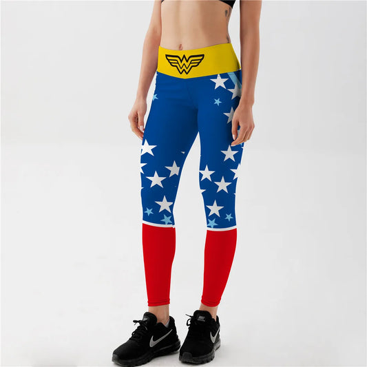 Women Legging Five Star Red Yellow Blue Sky Eagle High Waist Digital Printing Leggings Fitness Trousers Wholesales
