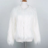 Autumn Winter Furry Faux Fur Coat Women Coats Fluffy Warm Long Sleeve Female Outerwear Women Jackets Hairy Collarless Overcoat