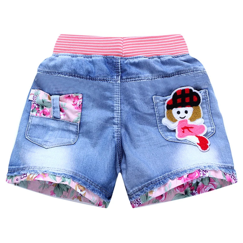 New Summer Kids Denim Shorts Fashion Princess Jeans Children Pants Flower Clothing girls short