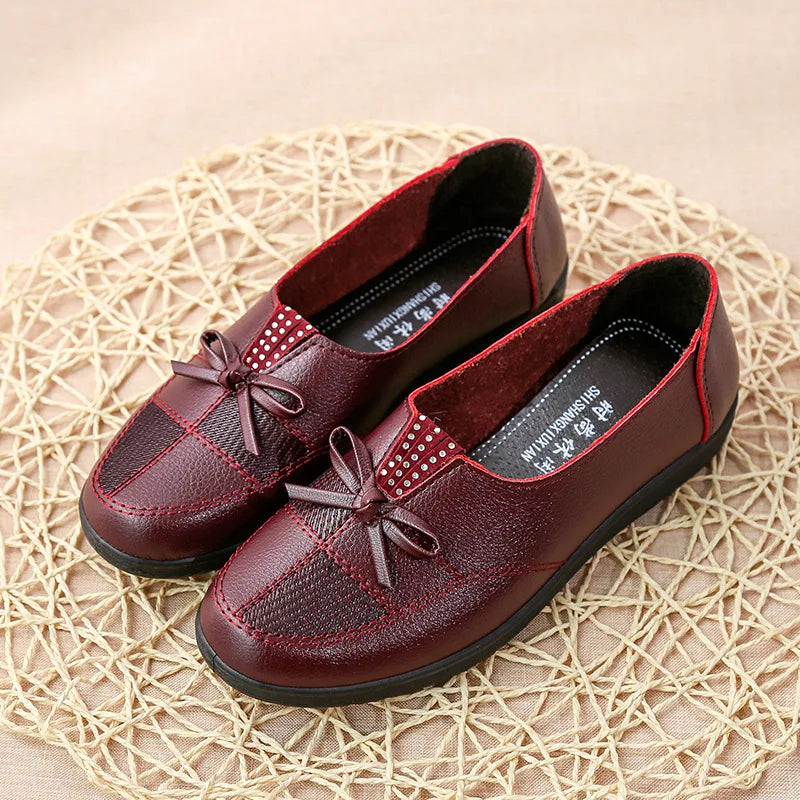 Spring Autumn New Mother's PU Flats for rhinestone summer casual  Non-slip Women Shoes