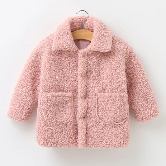 Plush Spring Autumn Keep Warm Outerwear Fashion Little Princess Christmas Coat Kids Clothes 2 3 4 5 6 7 Years Old girl jacket