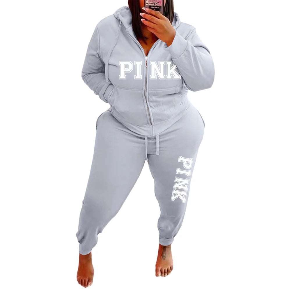 Tracksuit Women's Letter Pattern Plus Size Clothing Two Piece Sets Long Sleeved Hoodies Fashion Winter Sportswear Women Plus Size Clothing