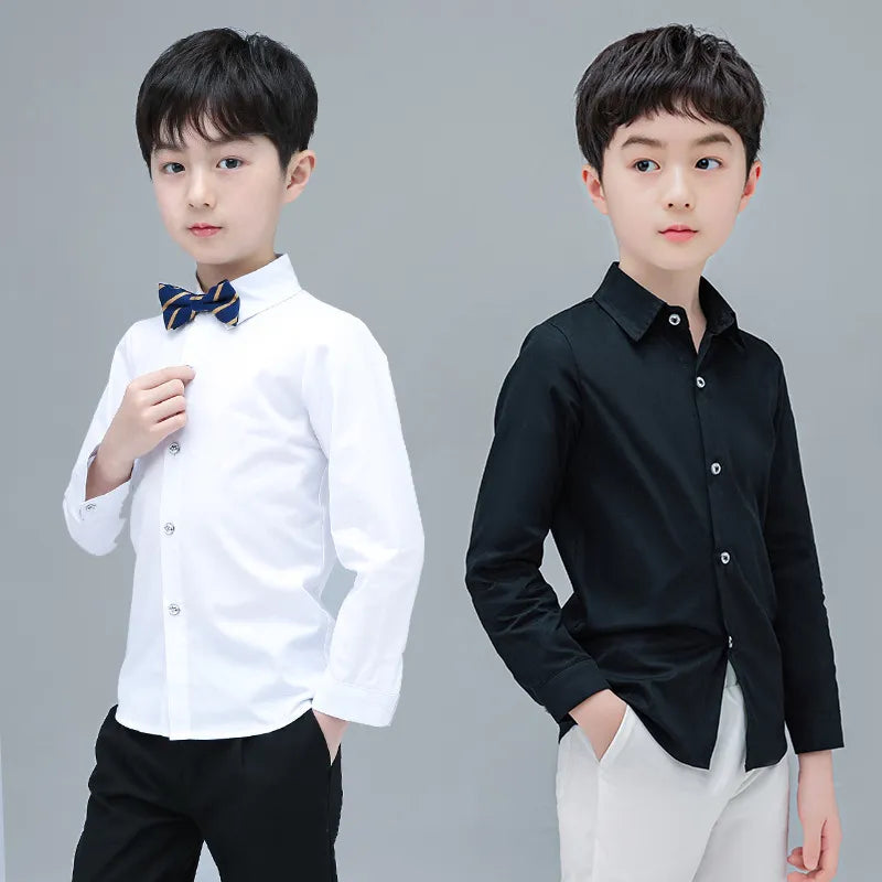 T-Shirt for School Kids White Performance Blouse Clothe Kids Teenage Girls Turn Down Collar Birthday Formal Prom Shirt Boy Cloth