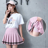 Women Mini Pleated High Waisted Plain Skater Tennis Golf Skort with Lining Shorts School Girl Uniform Girl Skirt