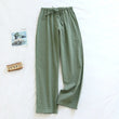 couple washed cotton trousers thin men and women home pants Elastic Waist Sleep Bottoms Plaid lounge pants home sleepwear 2021