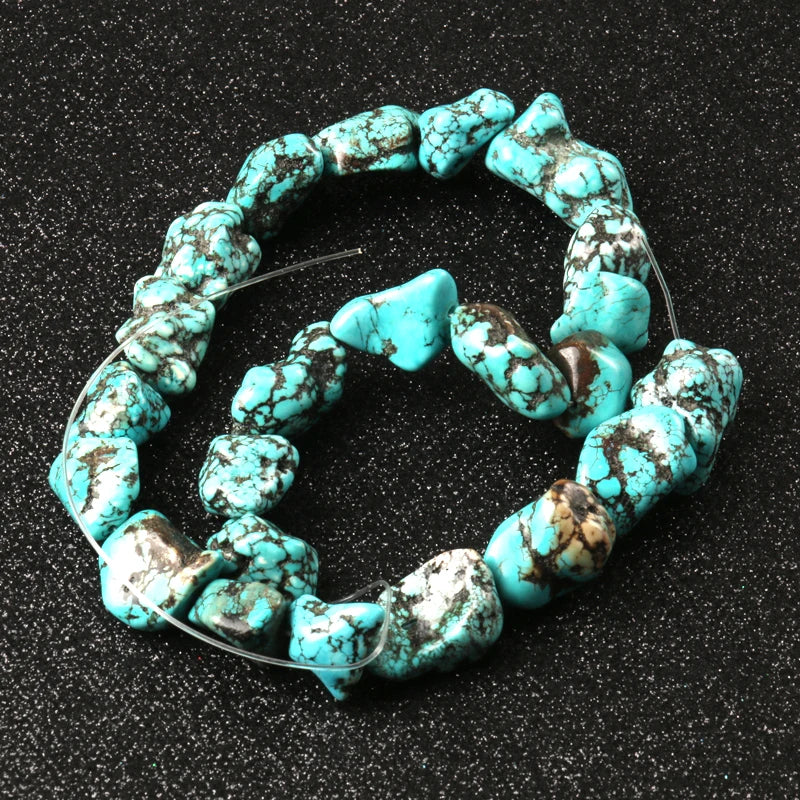 14x17-16x23mm Natural Stone Blue Turquoises Nugget Beads for Jewelry Making Diy Bracelet Necklace Wholesale Perles Accessories- Women Jewellery - Girl Jewellery - Women Accessory - Girl Accessory