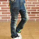 IENENS 5-13Y Slim Straight Denim Spring Autumn Wear Boys Jeans