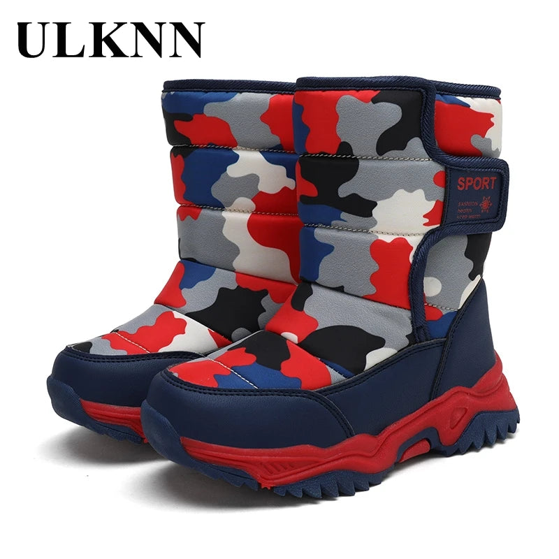 Children's Winter Snow Boots Round Toe Non-slip Waterproof 26-38 Soft Winter Warm Comfortable Fashion Footwears Boys Shoe