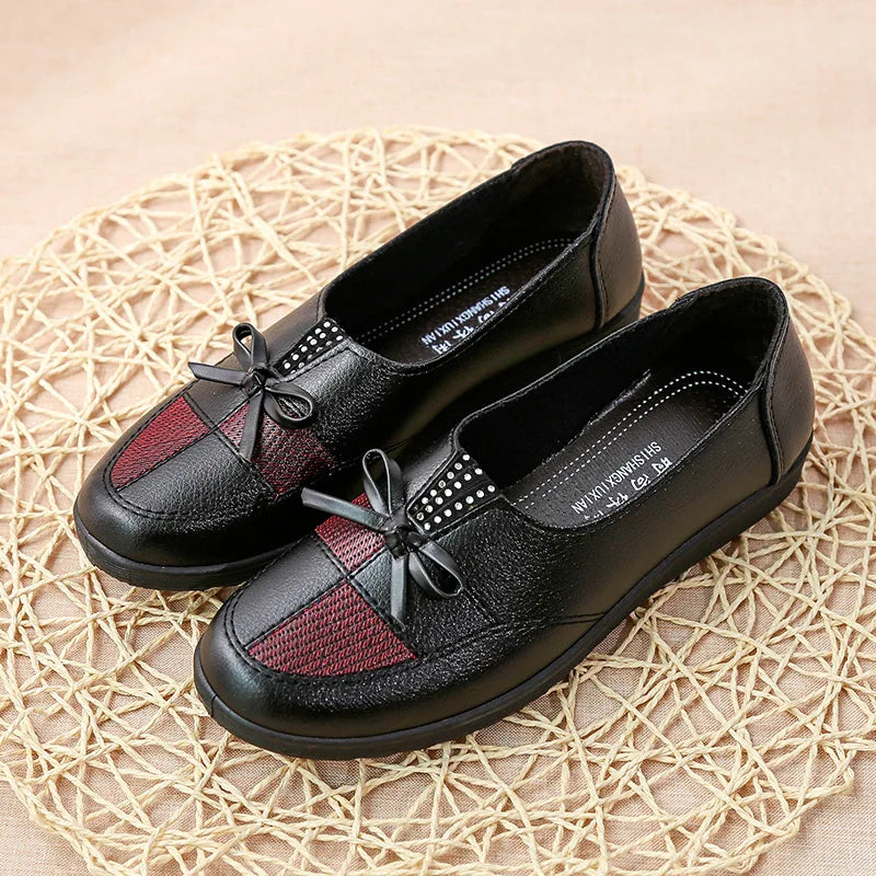 Spring Autumn New Mother's PU Flats for rhinestone summer casual  Non-slip Women Shoes