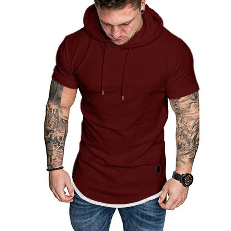 Quick Drying Training Sport T-Shirt Running Crossfit Tshirt Hoodie Mens Bodybuilding Workout Top Fitness Athletic Clothing