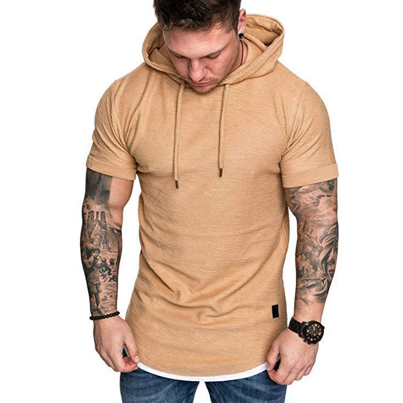 Quick Drying Training Sport T-Shirt Running Crossfit Tshirt Hoodie Mens Bodybuilding Workout Top Fitness Athletic Clothing