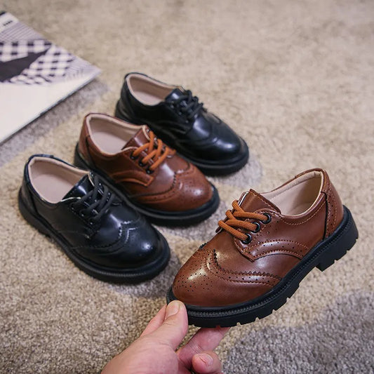 Children's Leather British Style Oxfords Vintage Lace-up Kids Flats for School Party Formal Wedding 26-36 New Girls Shoes