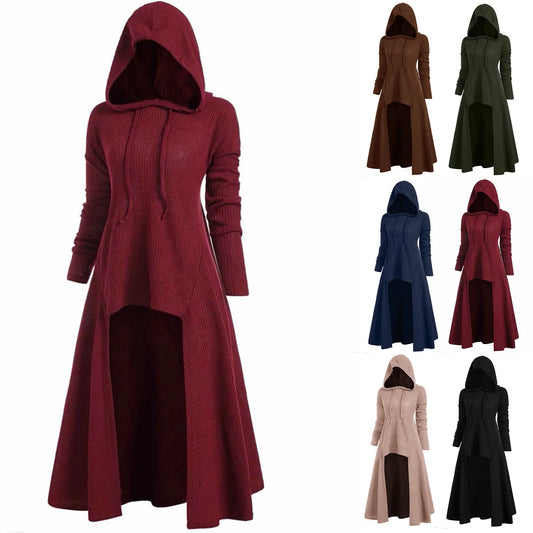 Gothic Punk Jacket Woman Black Hooded Plus size Winter Coat Female Long Womens Jackets And Coats Clothing Capes & Ponchos Women Prom