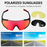 WEST BIKING Professional Polarized 3 Lens Cycling Glasses MTB Road Bike Sport Sunglasses Bike Eyewear UV400 Bicycle Goggles Sports - Athletic Cloth