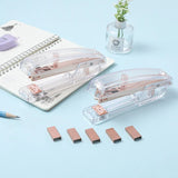 Rose Gold Color Stapler Set Acrylic Transparent Design Binder 24/6 Staples Stationery Office Binding Tools School Supplies