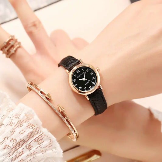 New Clock Rose Gold Small Leather Strap Bracelet Watch For Gift Relogio women watch