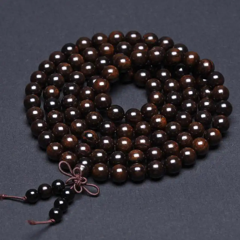 Natural African Ebony Bracelets 6mm Buddha 108PCS Black Sandalwood Meditation Prayer Mala BRO577 - Women Jewellery - Girl Jewellery - Women Accessory - Girl Accessory - Men Jewellery - Men Accessory