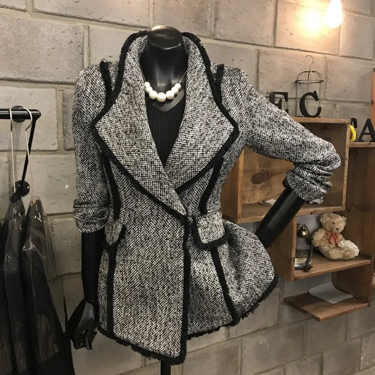 New Women Plaid Single Button Suit Cover Ladies Fashion Personality High-Quality Korean Style Slim Blazer Tops Clothing Women Coats