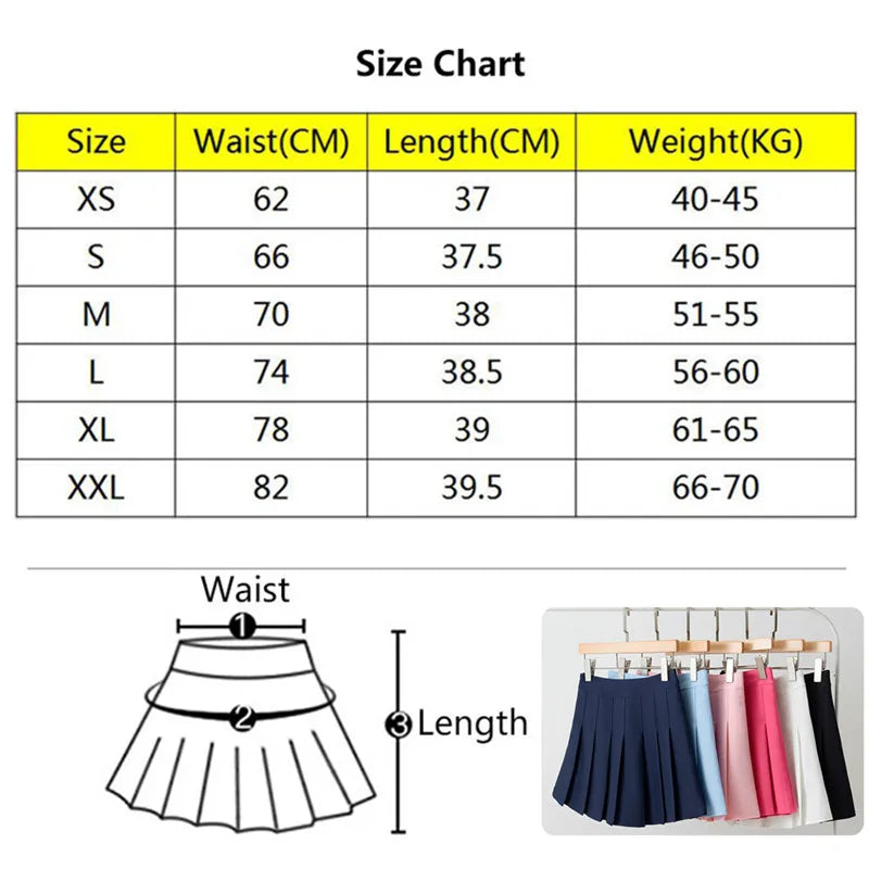 High Waist Japanese School Student Short Dresses Pleated Tennis With Inner Shorts Lady Skirt Uniform Badminton girl skort