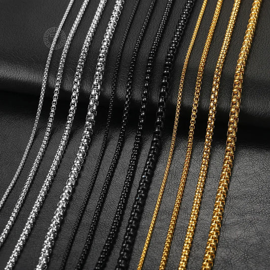 2mm 3mm 5mm Black Round Box Link Chain Necklace For Men Boy Stainless Steel Chain Necklace - Women Jewellery - Girl Jewellery - Women Accessory - Girl Accessory - Men Jewellery - Men Accessory