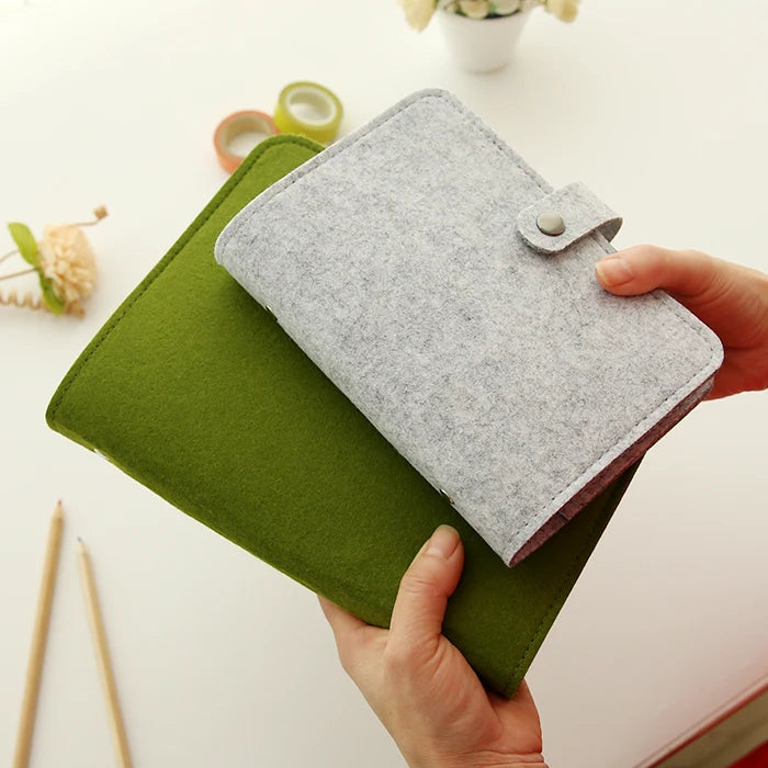 JIANWU A5 A6 simple snap felt fabric notebook diary creative binder    ring binder Office Supplies