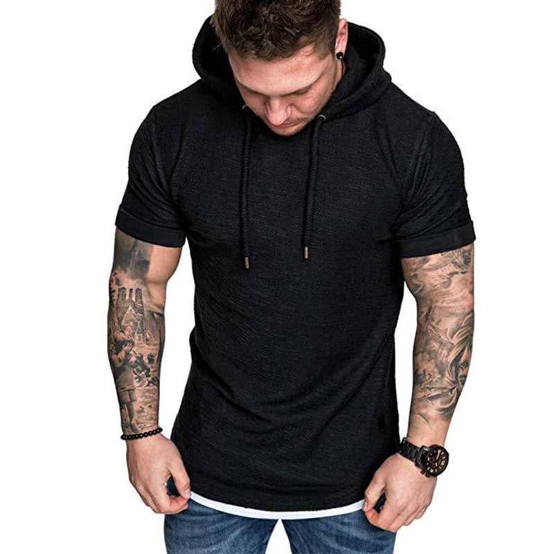 Quick Drying Training Sport T-Shirt Running Crossfit Tshirt Hoodie Mens Bodybuilding Workout Top Fitness Athletic Clothing