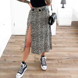 Summer Fashion Woman Sexy Skirt High Waist Wraps Clubwear Leopard Floral Printed Streetwear Slim Split Beach Midi Skirts Women Casual