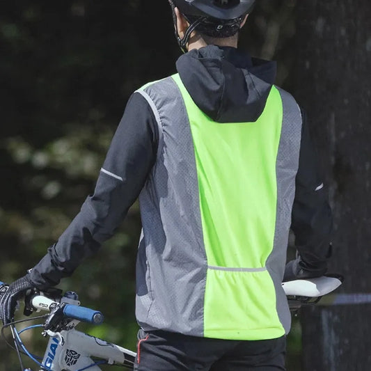 ROCKBROS Windproof Bicycle Vest Breathable Reflective Polyester Jacket Safety Sleeveless MTB Road Bike Jersey Cycling Equipment - Athletic Cloth