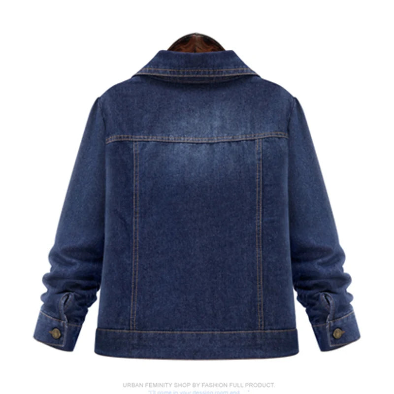 Large size 5XL Autumn Winter Women Denim Jacket  Long Sleeve Short Denim Coat For Women Jeans Jacket Plus Size Outwear Women Coats