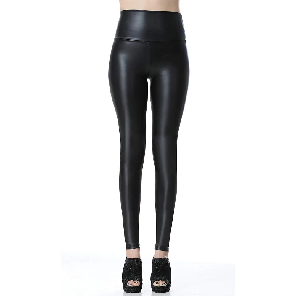 High Waist Skinny Ankle-Length Black Faux Leather Leggings For Woman Leggins Stretchy Sexy Fitness Push Up Slim Pants Winter Women Legging