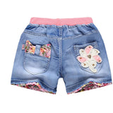 New Summer Kids Denim Shorts Fashion Princess Jeans Children Pants Flower Clothing girls short