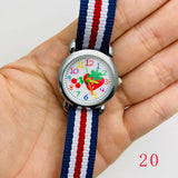 Kids Fashion Transparent Silicone Strap Cute Strawberry Pointer Dial Clock  Waterproof Girl Watch