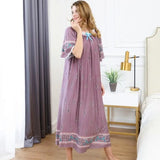 Plus size loose nightgown woman holiday print dress woman summer short sleeve cotton nightdress casual ladies long nightshirt Women Lounge